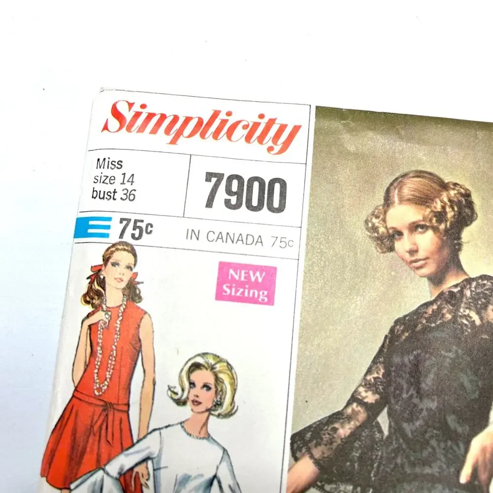 Simplicity Designer Fashion Vintage 1968 Pattern #7900 Misses Dress Slip Size 14